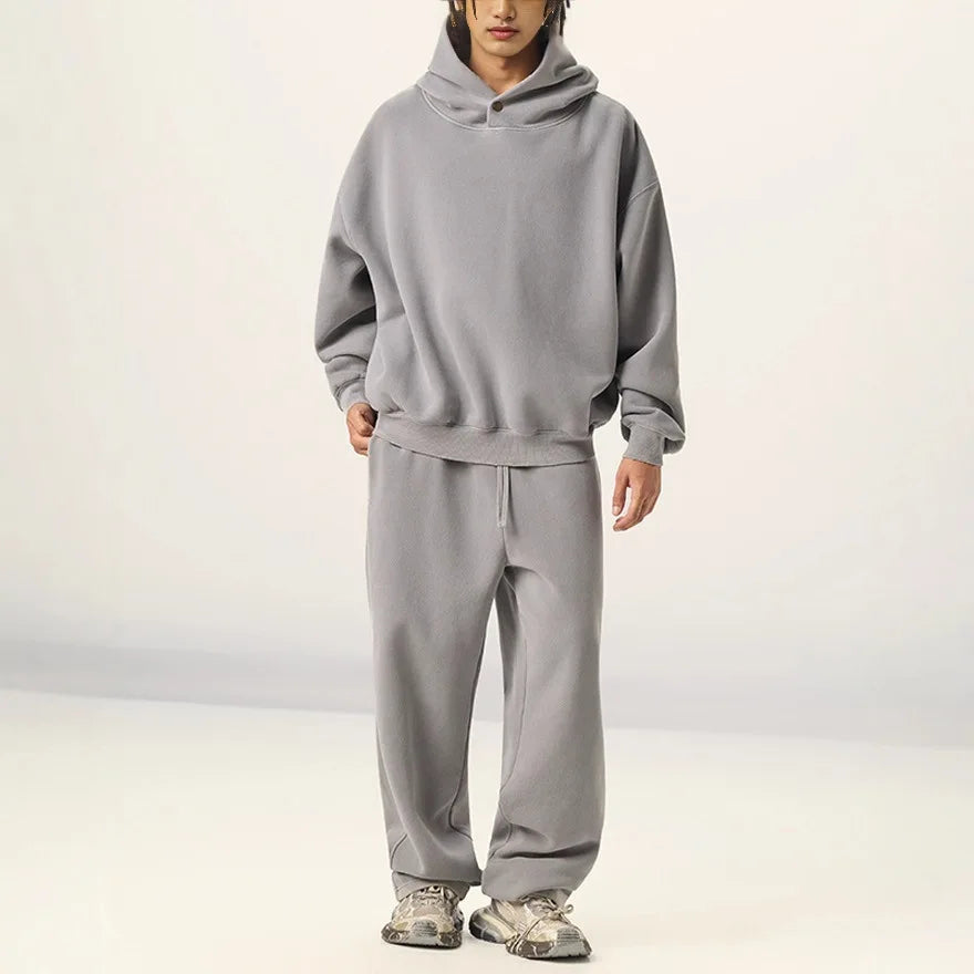 Unisex Washed Hoodie & Jogger Set – Heavyweight Fleece Oversized Sweat Suit