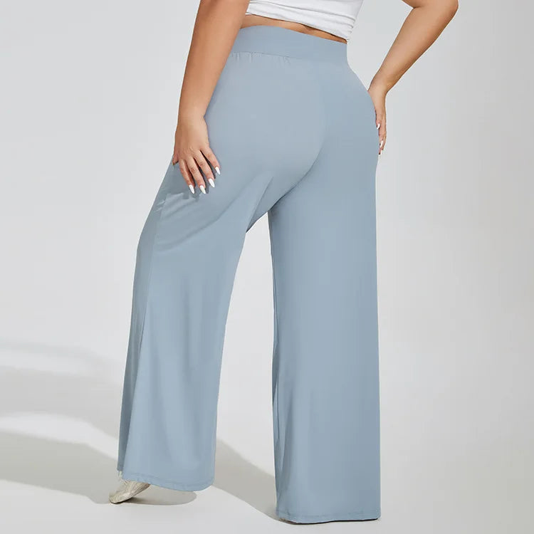 Plus Size High Waist Wide Leg Yoga Pants – Women's Breathable Casual Activewear