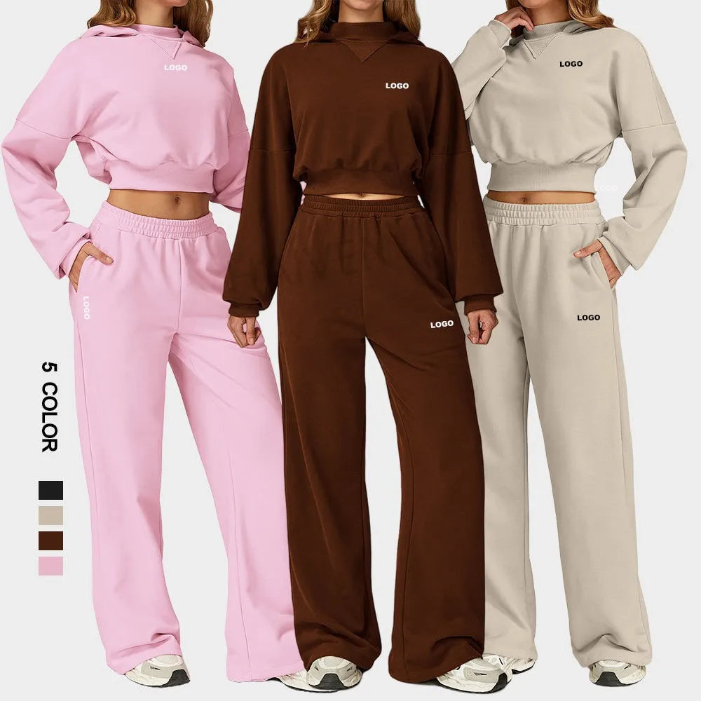 Women's 2-Piece Cropped Hoodie & Jogger Set – Gym to Street Activewear