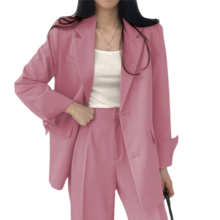 Women 2 Piece Casual Suit Coat Jacket Set