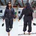 Women's Satin Cargo Jumpsuit | Casual Pocket Romper