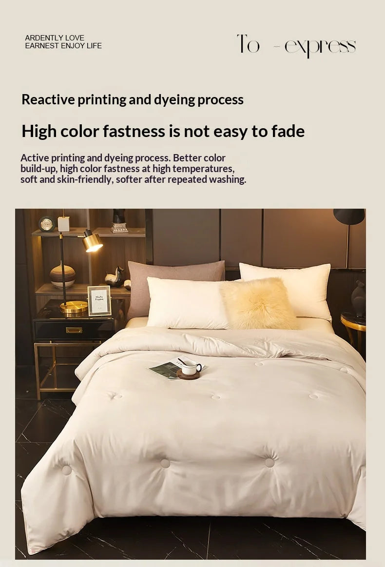 Water-Washed Cotton Quilt – Silk Cotton Fill | All-Season Hotel-Quality Comforter