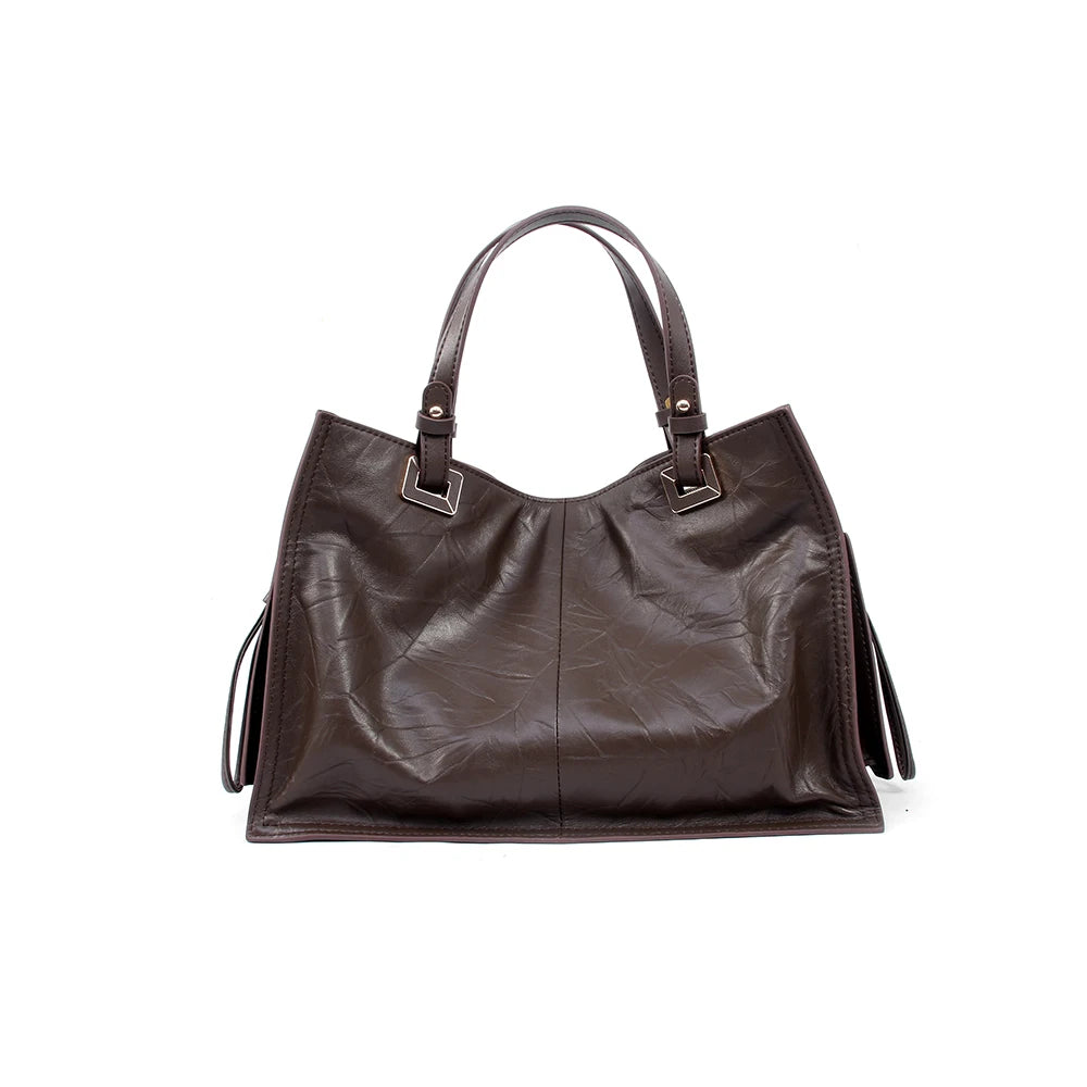 Genuine Leather Convertible Shoulder Bag – Women's Vintage Everyday Tote