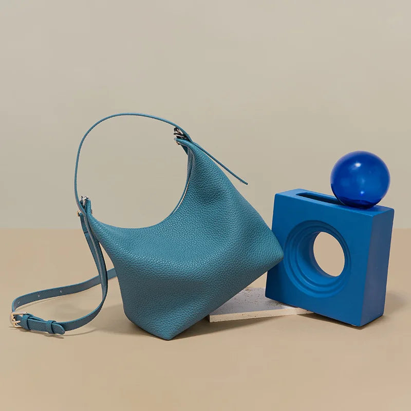 Lichee Pattern Genuine Leather Crossbody Bag – Women's Vintage Messenger