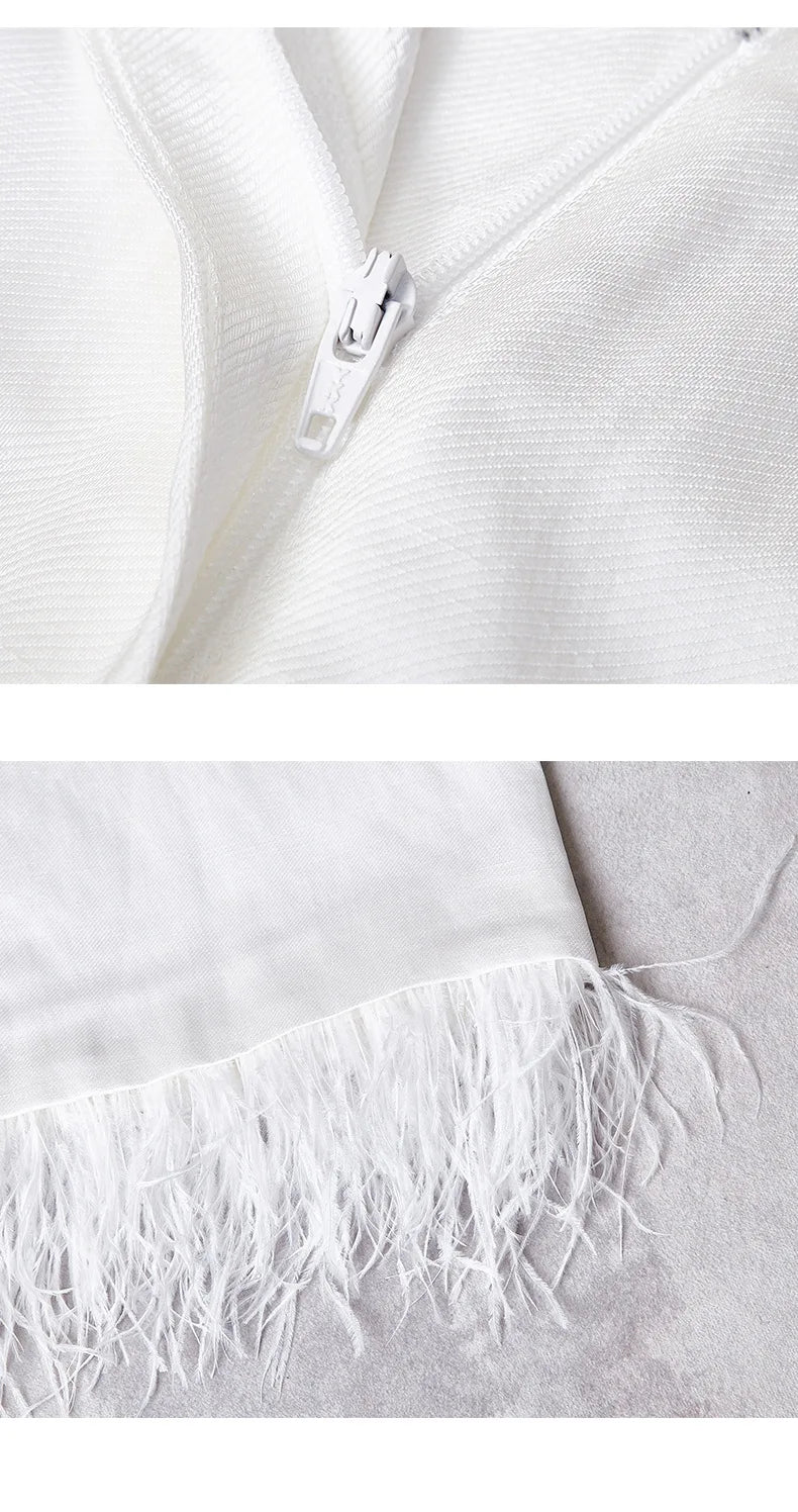 Women's Linen 2-Piece Suit – Feather Tassel Skirt & Jacket Set