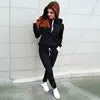 Hot Sale Fashion Women 2 Piece Set Hooded Tops + Pants Solid Winter Fleece Tracksuit Sweatshirt Sweater Hoodies Suits