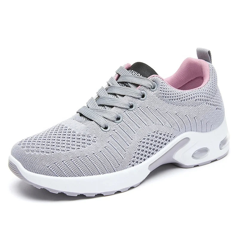 Women's Fly-Woven Breathable Sneakers – Air Cushion Platform Running & Walking Shoes