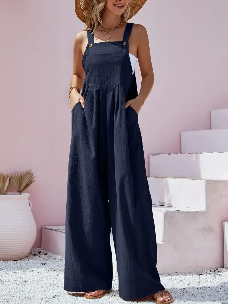 Oversized Wide Leg Sleeveless Overalll Jumpsuit