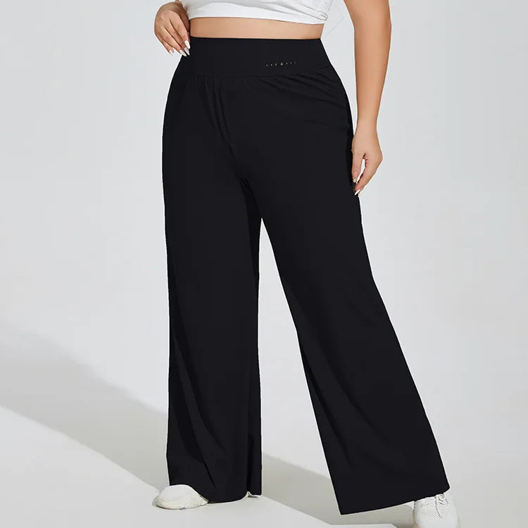 Plus Size High Waist Wide Leg Yoga Pants – Women's Breathable Casual Activewear
