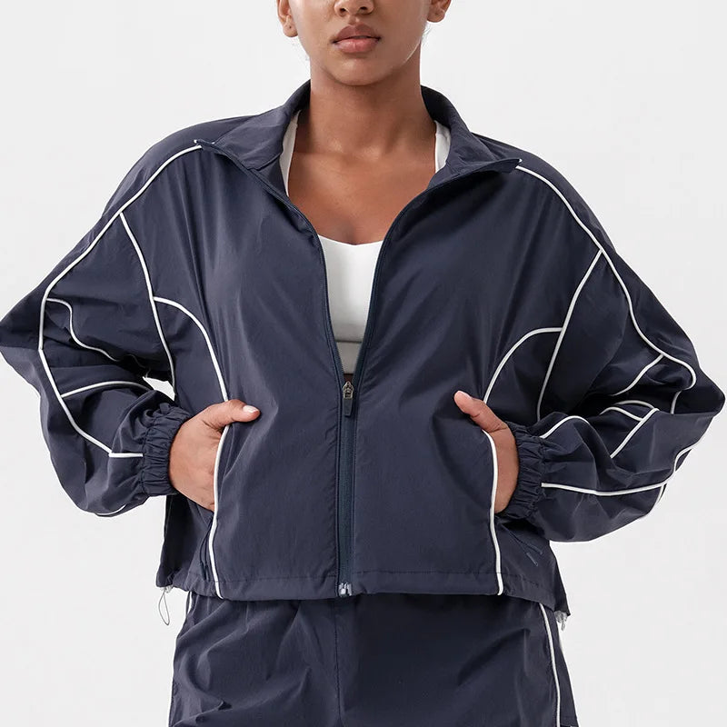 Women's 3-Piece Activewear Set – Zip Jacket, Sports Bra & Shorts | Quick Dry