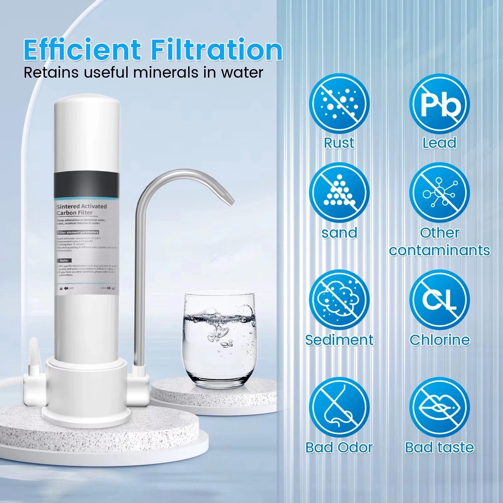 Portable Countertop Water Purifier – 4-Stage Activated Carbon Filter, No Power Needed