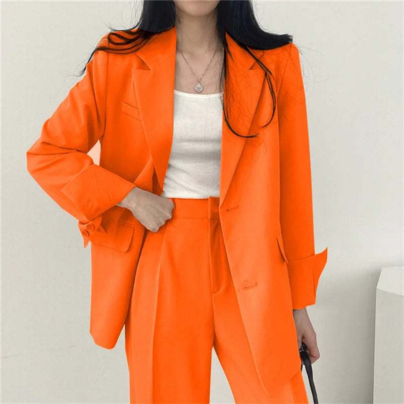Women 2 Piece Casual Suit Coat Jacket Set
