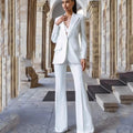 Women's Pleated Blazer & Wide-Leg Pants Set