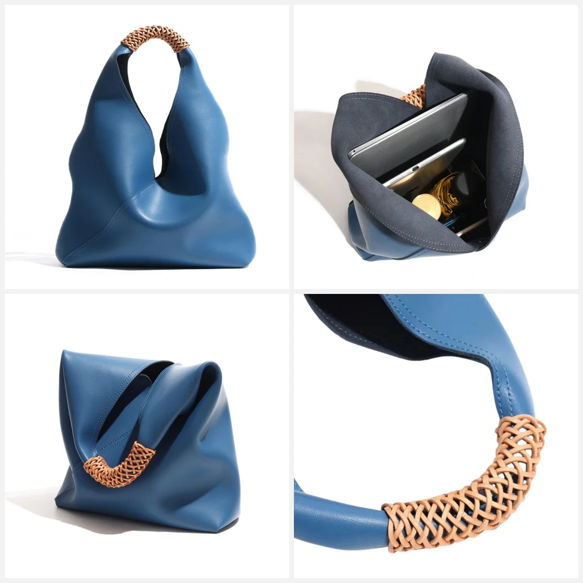 Cowhide Leather Bucket Tote Bag – Women's Everyday Shoulder Bag