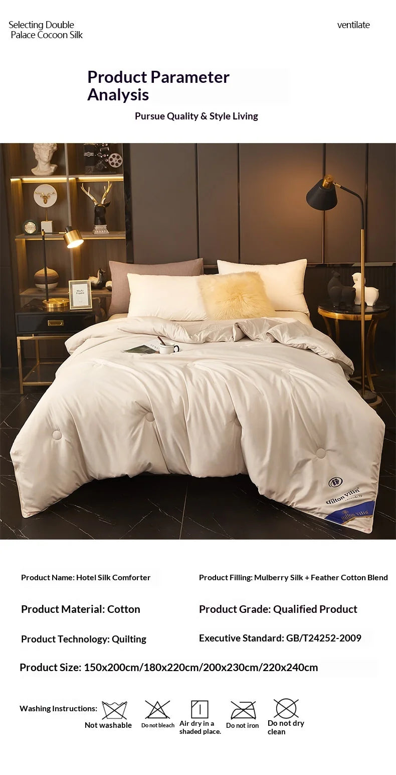 Water-Washed Cotton Quilt – Silk Cotton Fill | All-Season Hotel-Quality Comforter