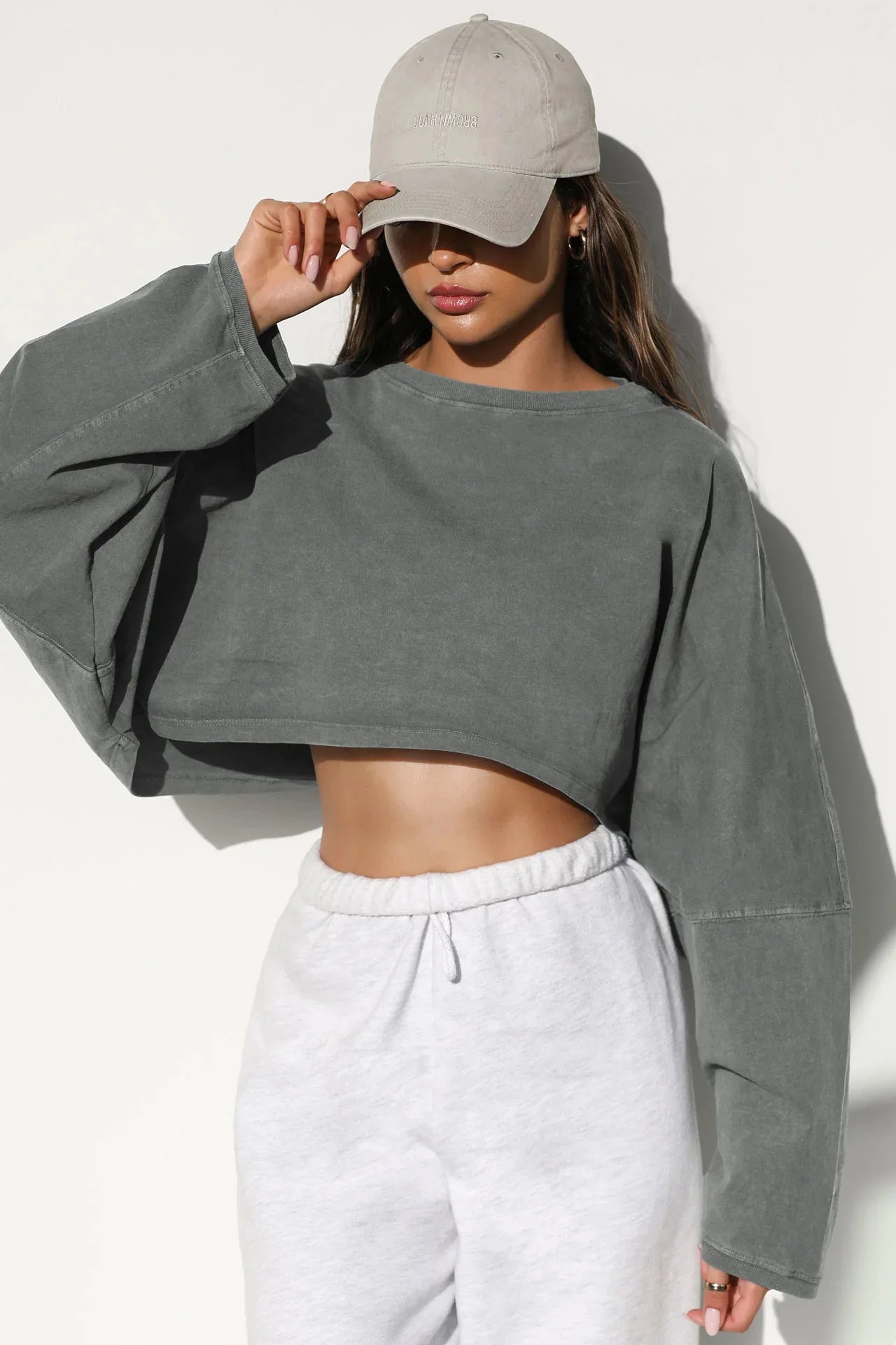 2026 Cute Women's Navel Crewneck Short Sports Base Knitted Long Sleeve Sweater