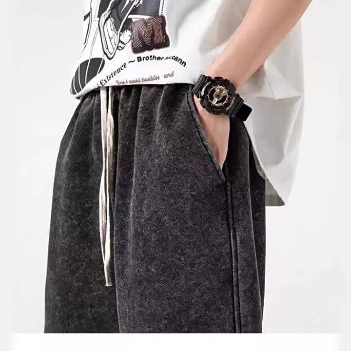 Acid Wash Cotton Sweat Shorts – Men's Vintage Streetwear