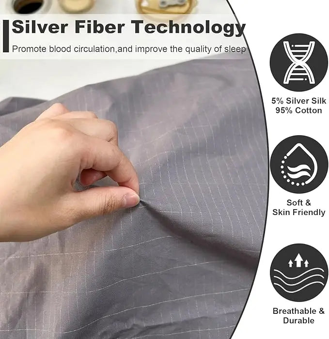 Earthing Grounding Fitted Sheet – 5% Silver Fiber & Cotton, 400TC Queen