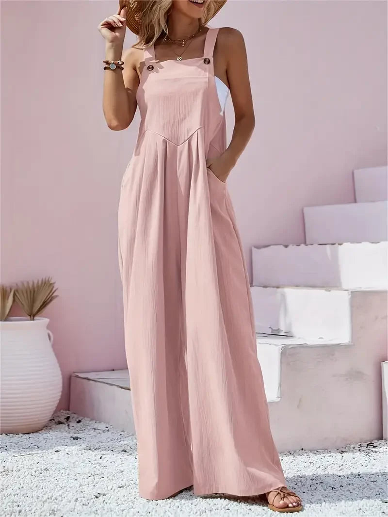 Oversized Wide Leg Sleeveless Overalll Jumpsuit