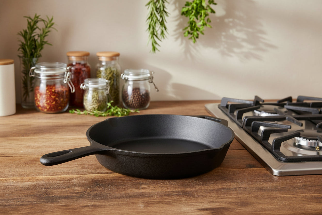 Pre-Seasoned Cast Iron Skillet – 30cm Dual-Handle Pan for Gas & Induction
