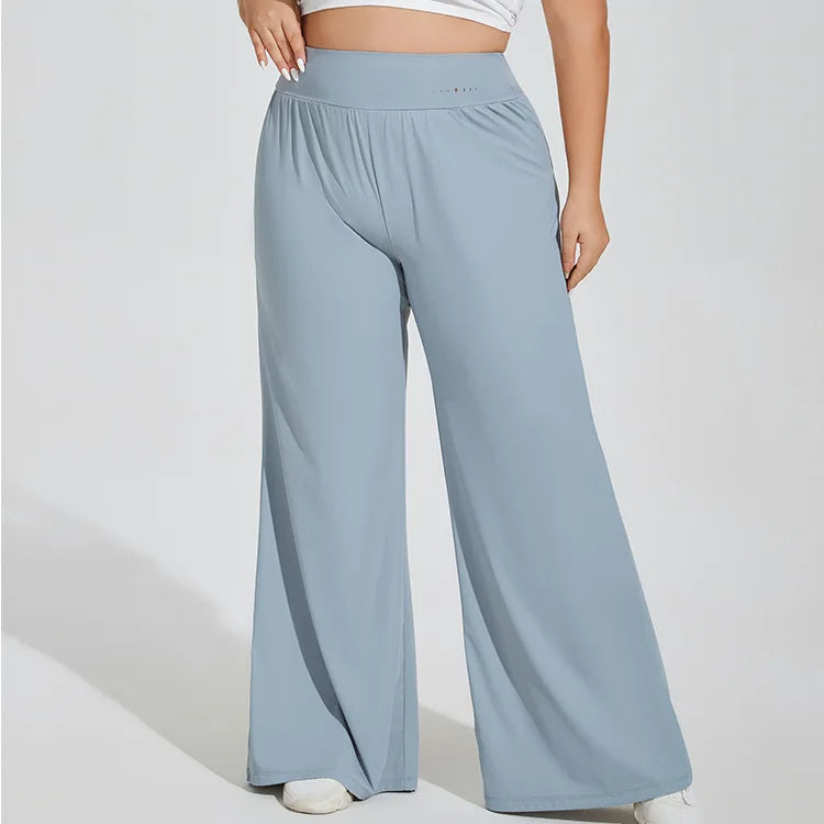 Plus Size High Waist Wide Leg Yoga Pants – Women's Breathable Casual Activewear