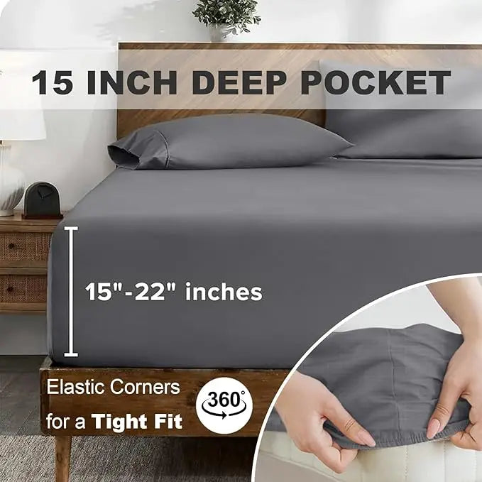 Earthing Grounding Fitted Sheet – 5% Silver Fiber & Cotton, 400TC Queen
