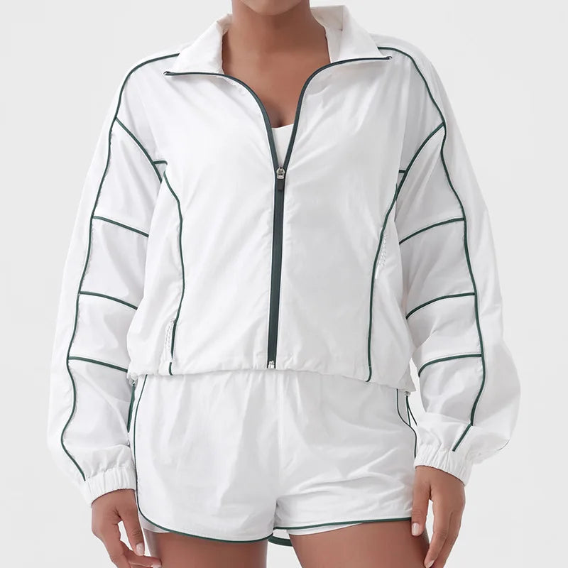 Women's 3-Piece Activewear Set – Zip Jacket, Sports Bra & Shorts | Quick Dry