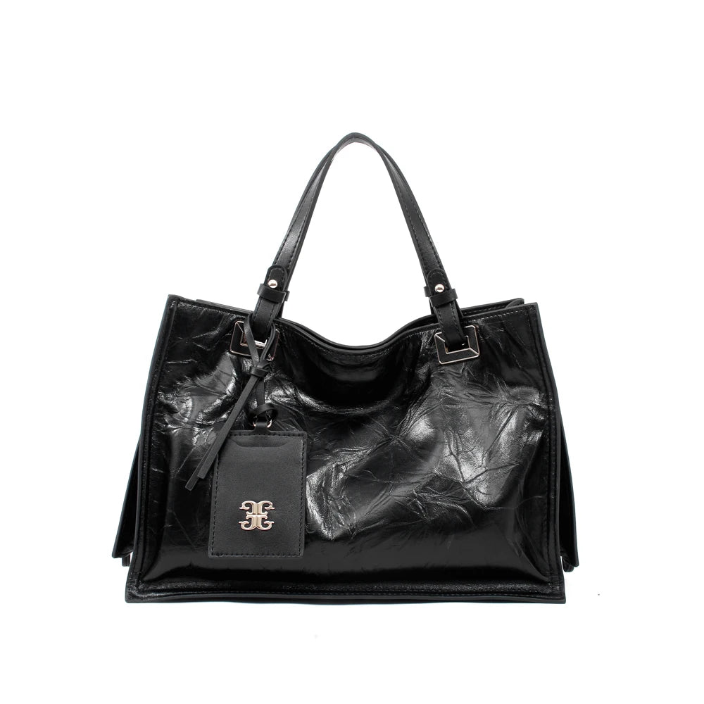 Genuine Leather Convertible Shoulder Bag – Women's Vintage Everyday Tote