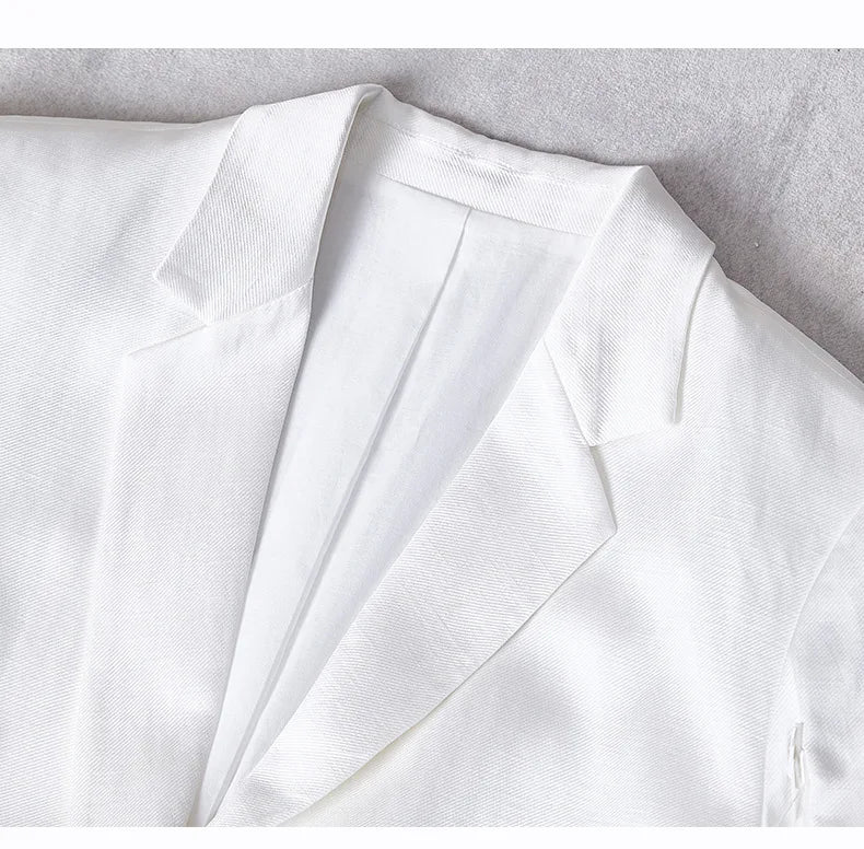 Women's Linen 2-Piece Suit – Feather Tassel Skirt & Jacket Set