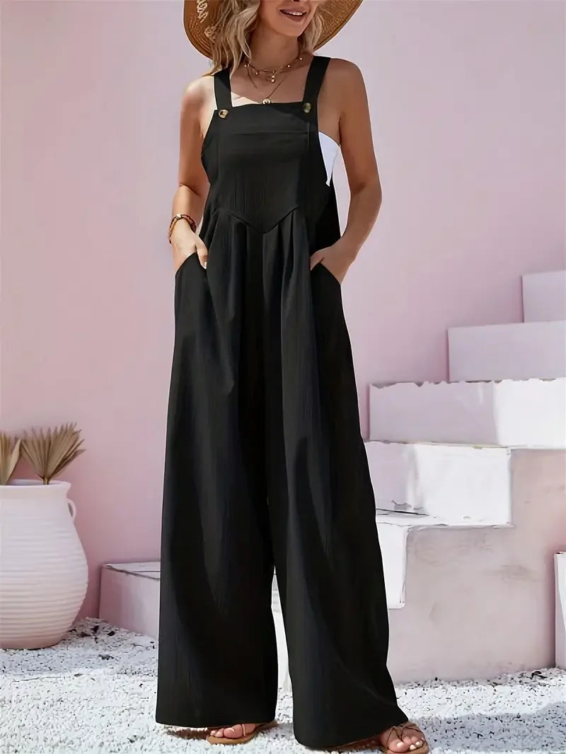 Oversized Wide Leg Sleeveless Overalll Jumpsuit