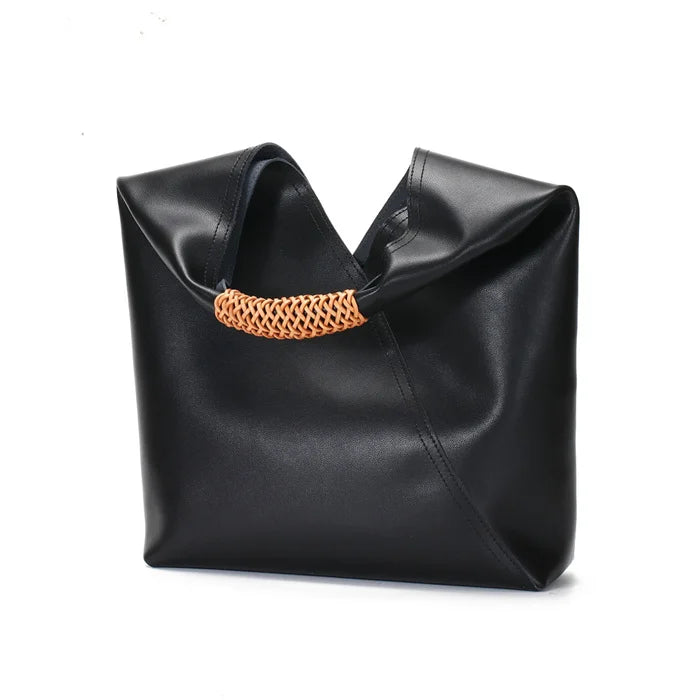 Cowhide Leather Bucket Tote Bag – Women's Everyday Shoulder Bag