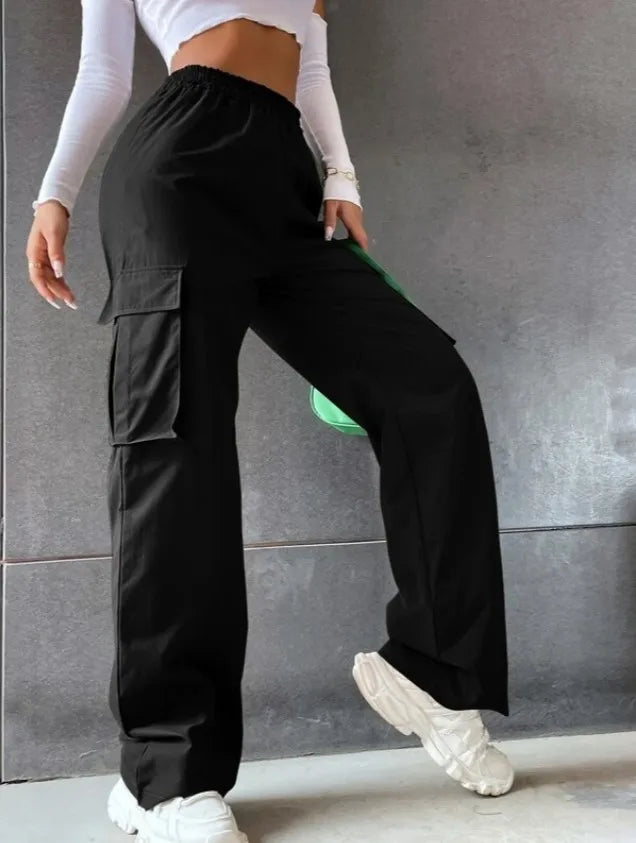 Trending Products 2026 New Arrivals Summer Women Cargo Pants With Pockets Straight Loose High Waist Ladies Pants Trousers