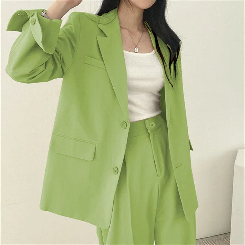 Women 2 Piece Casual Suit Coat Jacket Set