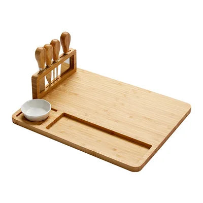 Bamboo Cheese Cutting Charcuterie Board Tray Set with Cutlery