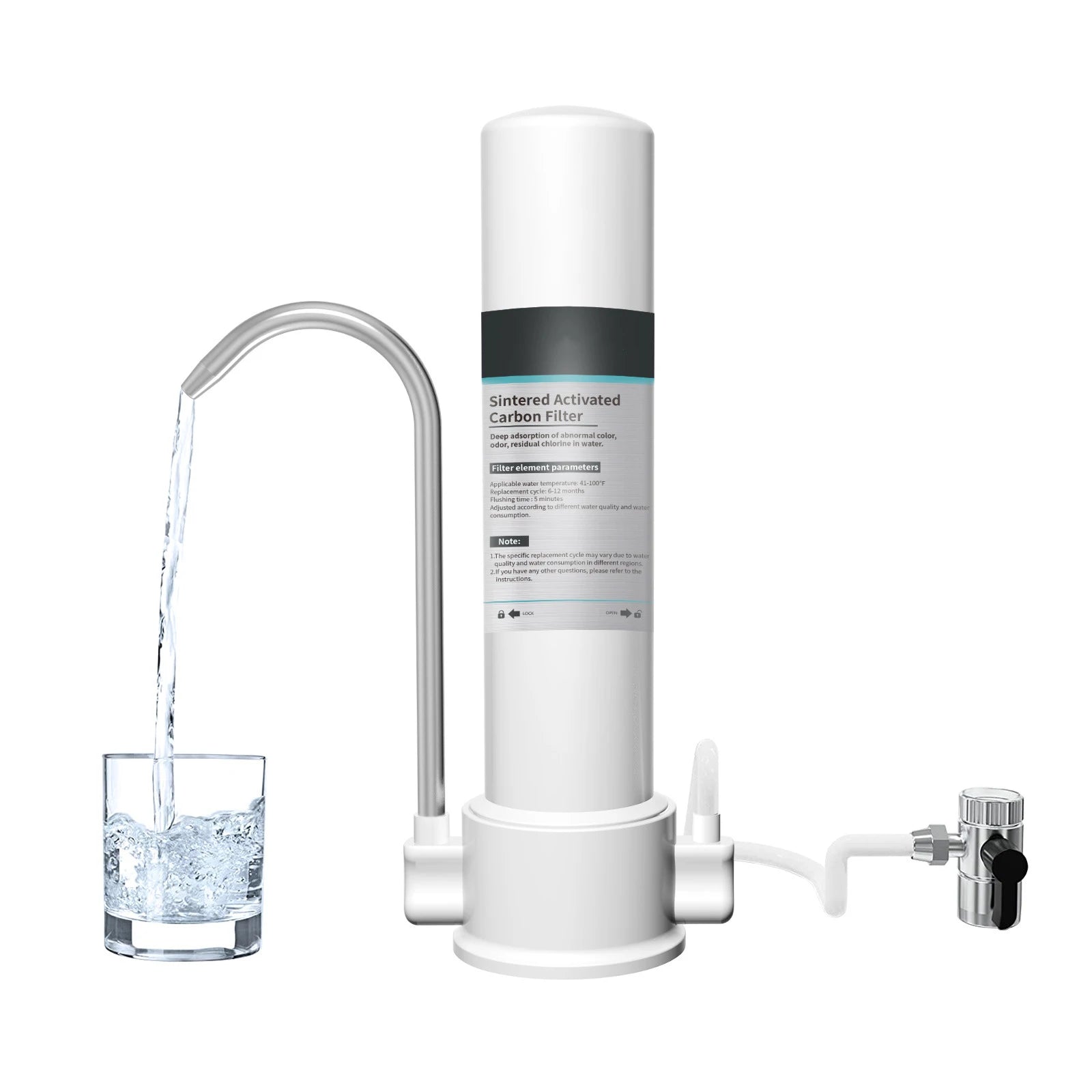 Portable Countertop Water Purifier – 4-Stage Activated Carbon Filter, No Power Needed
