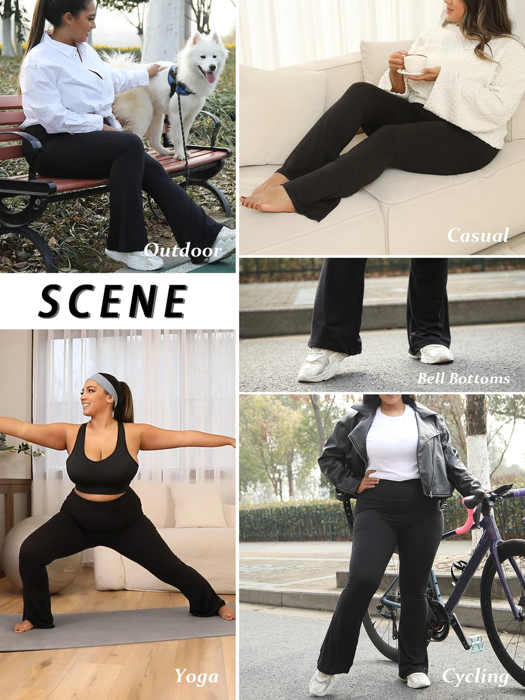 Plus Size Women's Super Soft High Waisted Tummy Control Legging Soft Bootleg Flare Bell Bottom Running Pants