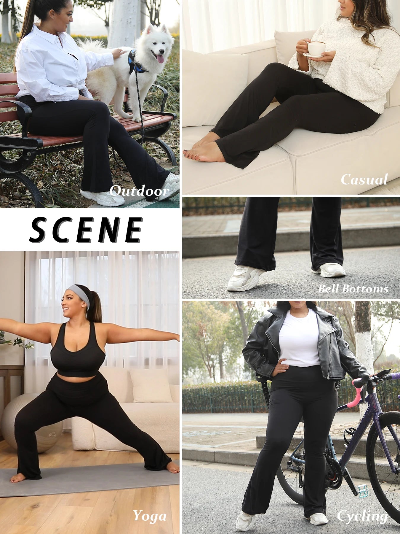 Plus Size Women's Super Soft High Waisted Tummy Control Legging Soft Bootleg Flare Bell Bottom Running Pants