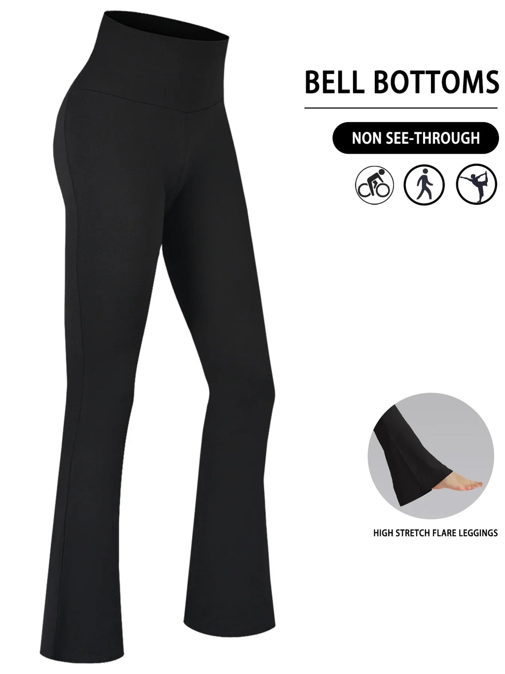 Plus Size Women's Super Soft High Waisted Tummy Control Legging Soft Bootleg Flare Bell Bottom Running Pants