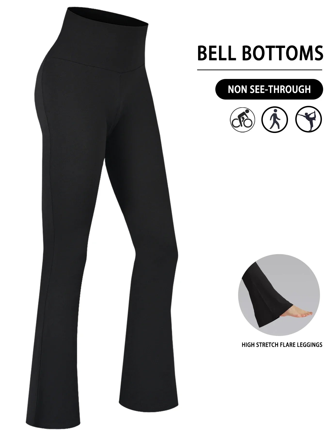 Plus Size Women's Super Soft High Waisted Tummy Control Legging Soft Bootleg Flare Bell Bottom Running Pants