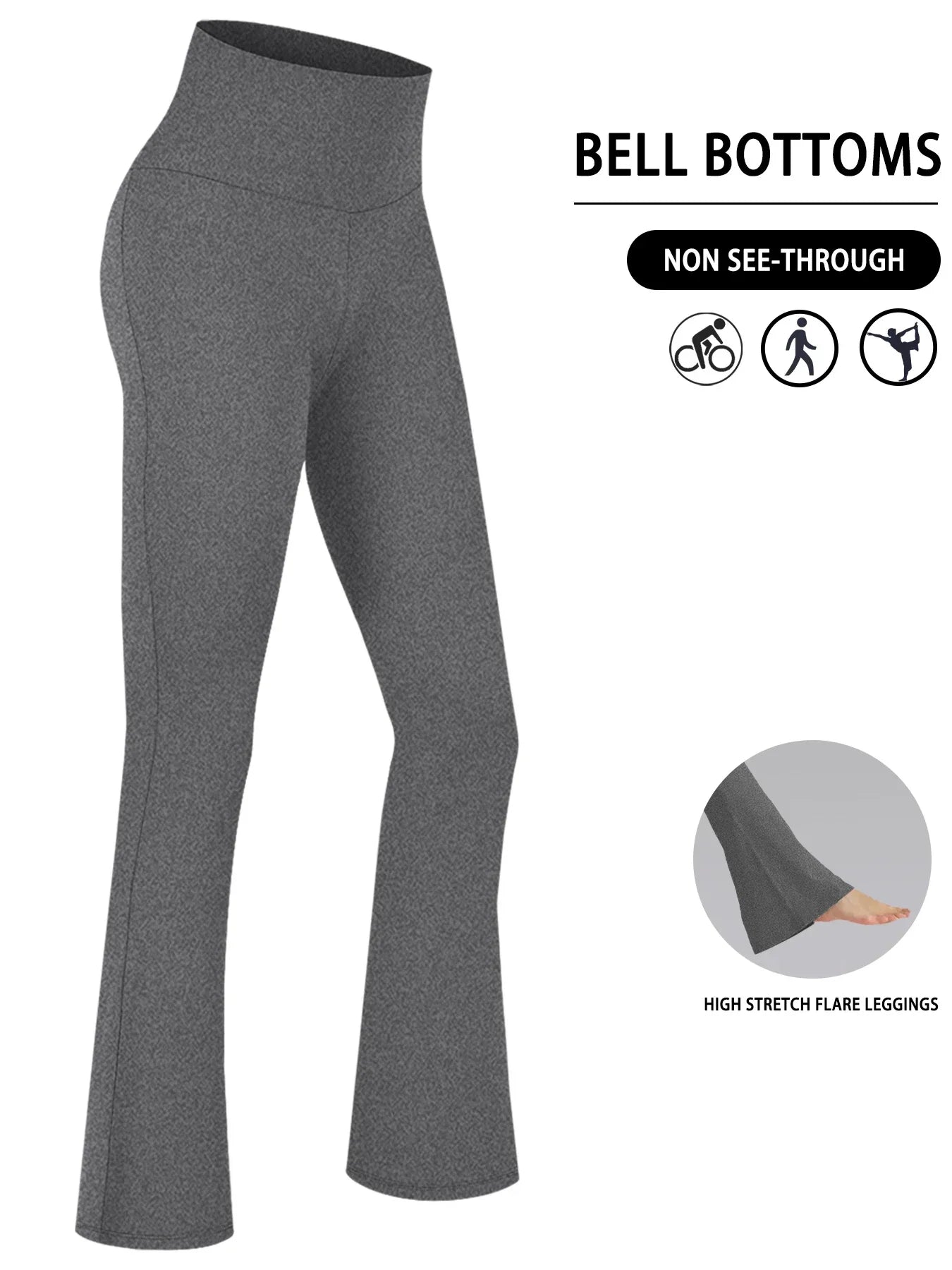 Plus Size Women's Super Soft High Waisted Tummy Control Legging Soft Bootleg Flare Bell Bottom Running Pants