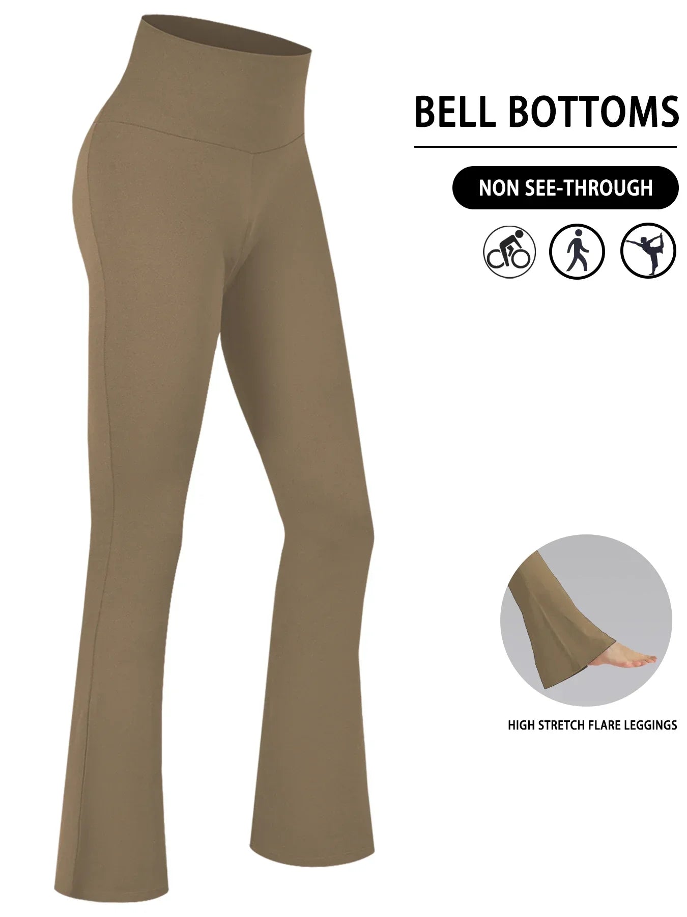 Plus Size Women's Super Soft High Waisted Tummy Control Legging Soft Bootleg Flare Bell Bottom Running Pants