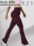 Plus Size Women's Super Soft High Waisted Tummy Control Legging Soft Bootleg Flare Bell Bottom Running Pants
